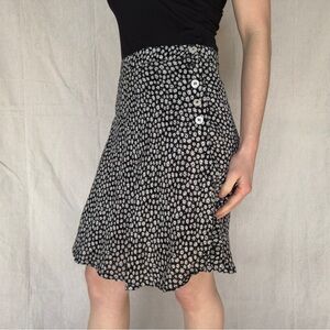 Esprit Black and White Floral A-Line Skirt